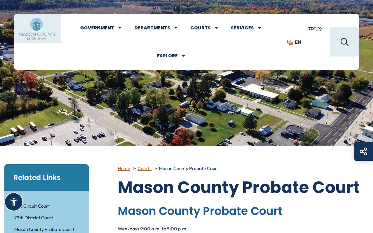 Mason County civil court docket routing at the Probate Court official page