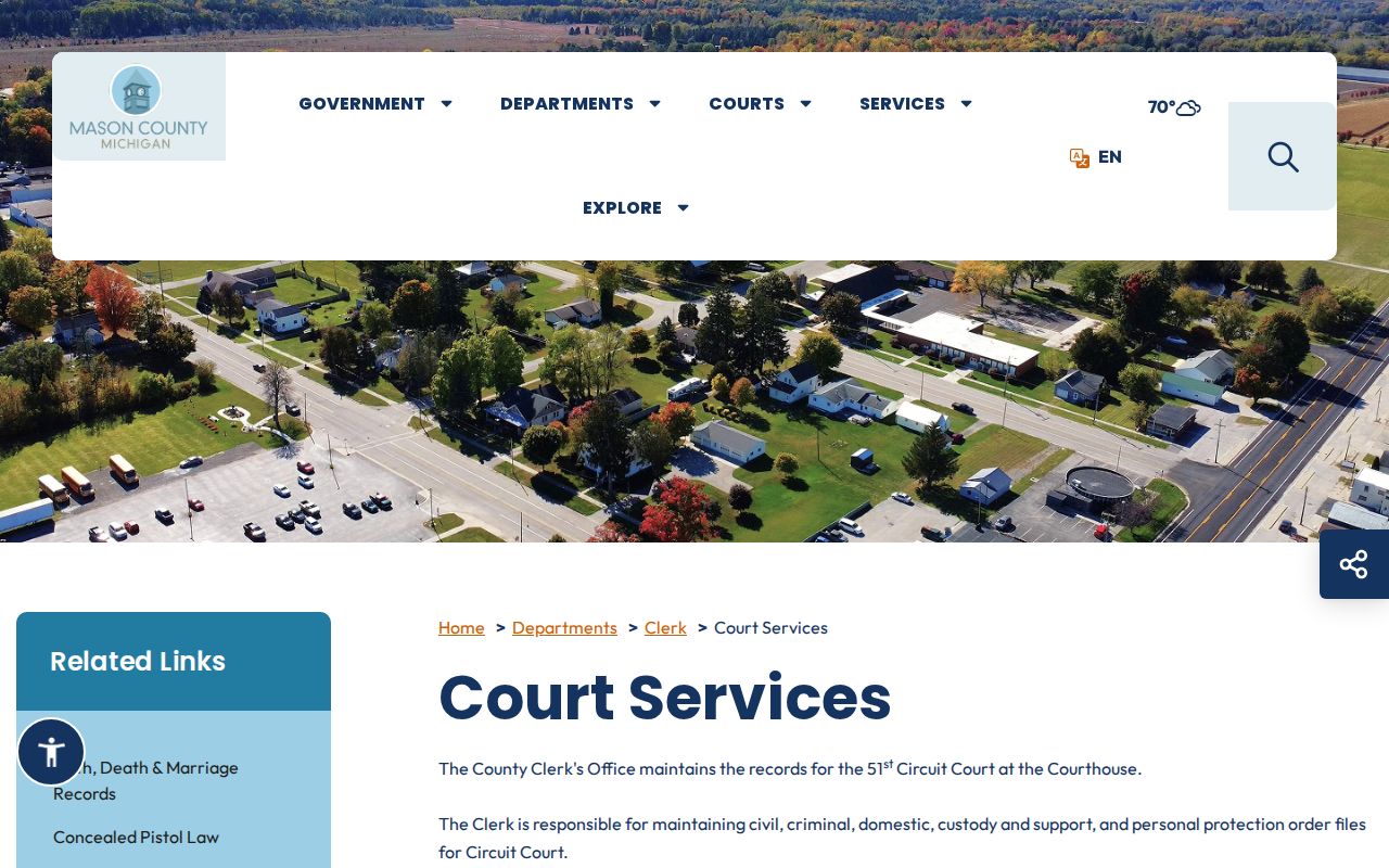 Mason County court records reference showing official circuit court services
